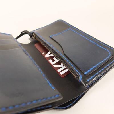阿波レザー 本藍染め ミドル財布【CZ008】