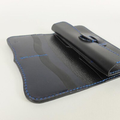 阿波レザー　本藍染縦長財布 PR-1【CZ019】