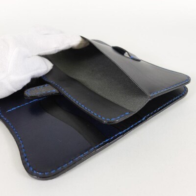 阿波レザー　本藍染縦長財布 PR-1【CZ019】
