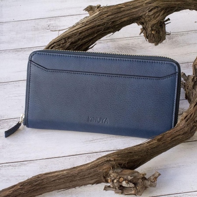 本革 藍染め ラウンド長財布【CT008】