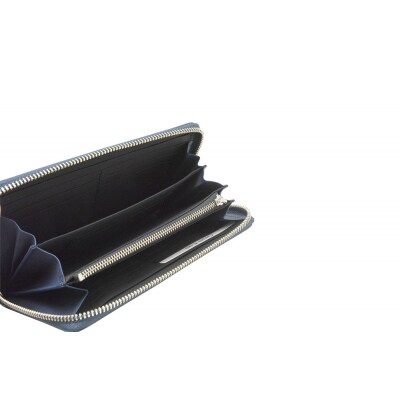 本革 藍染め 絞りラウンド長財布【CT009】