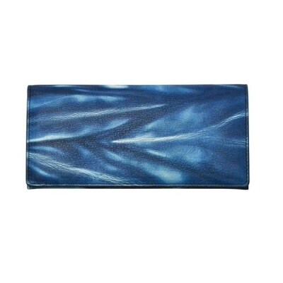 本革 藍染め 絞り長財布【CT010】