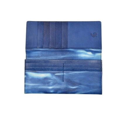 本革 藍染め 絞り長財布【CT010】