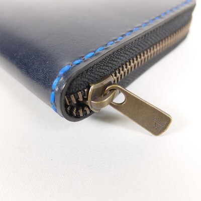 阿波レザー　本藍染ラウンド縦長財布　RW-1【CZ020】