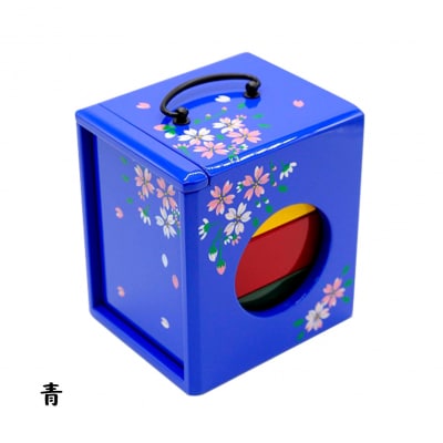 【昔なつかし】3段重ねの木製お弁当箱「遊山箱」(桜柄・青色)【DK008VC02】