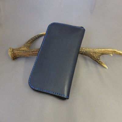 阿波レザー本藍縦長財布  RW-1【CZ040】