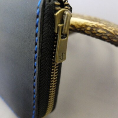 阿波レザー本藍縦長財布  RW-1【CZ040】