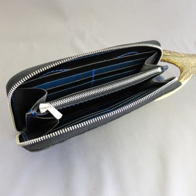 阿波レザー本藍染スモールクロコ長財布　CRORW-I【CZ046】