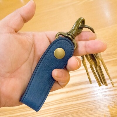 本革　藍染め　キーホルダー【CT012】