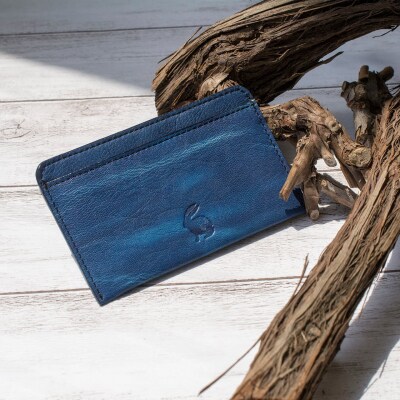 本革 藍染め 絞り 単カードケース【CT016】