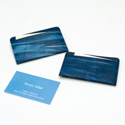 本革 藍染め 絞り 単カードケース【CT016】