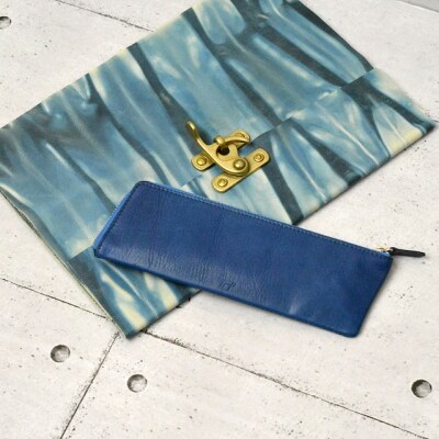 本革 藍染め 10°(じゅうど)ペンケース【CT017】