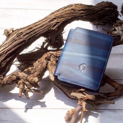 本革 藍染め 絞り財布 Indigo W410【CT024】