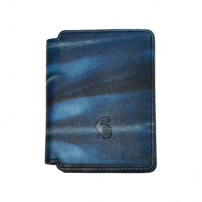 本革 藍染め 絞り財布 Indigo W410【CT024】