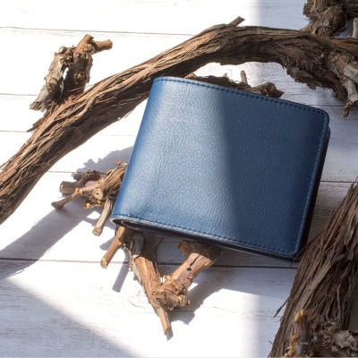 本革 藍染め 二つ折り財布【CT025】