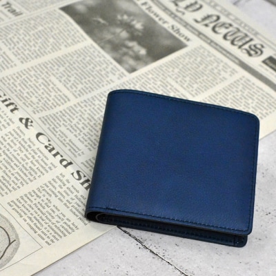 本革 藍染め 二つ折り財布【CT025】