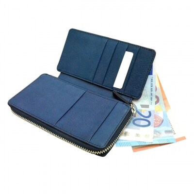 本革 藍染め 絞り財布 Indigo-W409【CT026】