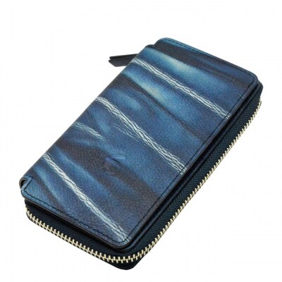 本革 藍染め 絞り財布 Indigo-W409【CT026】