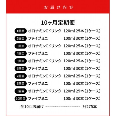 【定期便 全10回】オロナミンC&ファイブミニ 計275本【CA100】