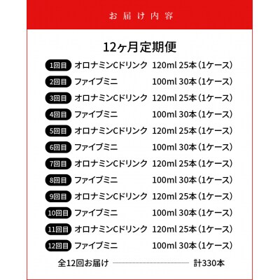 【定期便 全12回】オロナミンC&ファイブミニ 計330本【CA101】
