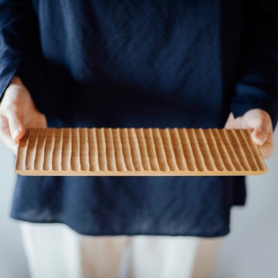 TSUKI-JIRI WOOD PLATE オーク木彫 S【DR031】