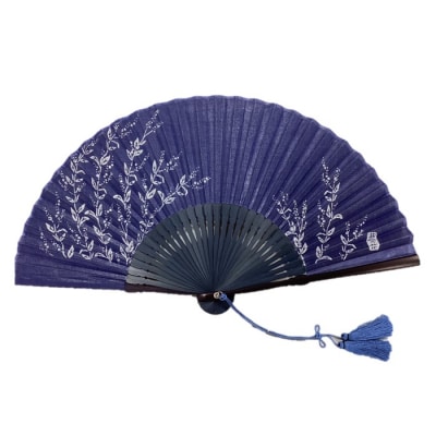徳島伝統工芸　阿波藍染　扇子　藍の花【CN043】