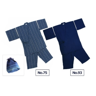 阿波しじら織 甚平【柄No.93、サイズL】と巾着(大)セット【CV007VC03】
