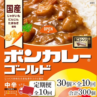 【定期便 全10回】ボンカレーゴールド(中辛)30個×10回　計300個【CA174】