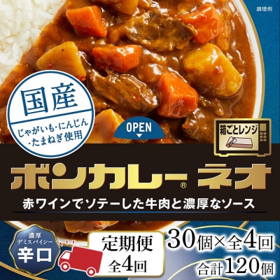 【定期便 全4回】ボンカレーネオ 濃厚デミスパイシー(辛口) 30個×4回　計120個【CA201】