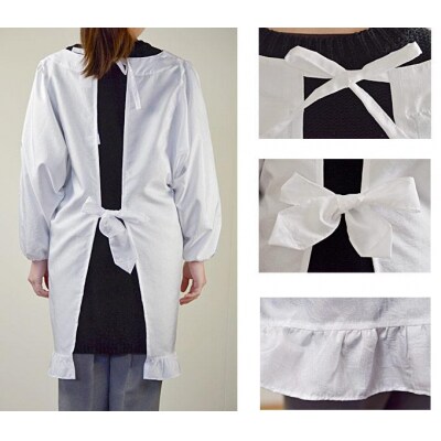 白割烹着　撥水　富士絹エプロン【GN006】