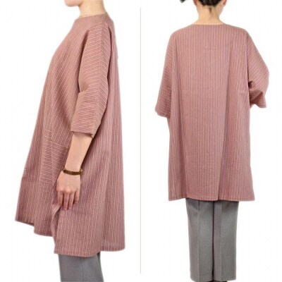 阿波しじらチュニック(紅藤色)【GN007VC01】