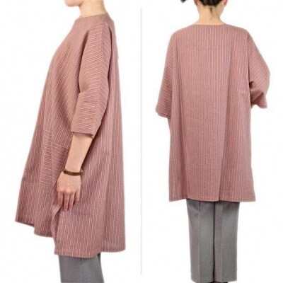 阿波しじらチュニック(紅梅色)【GN007VC02】