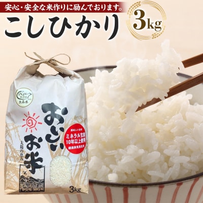 先行予約【令和8年産 新米】こしひかり 3kg(農薬・化学肥料不使用)【BU003】
