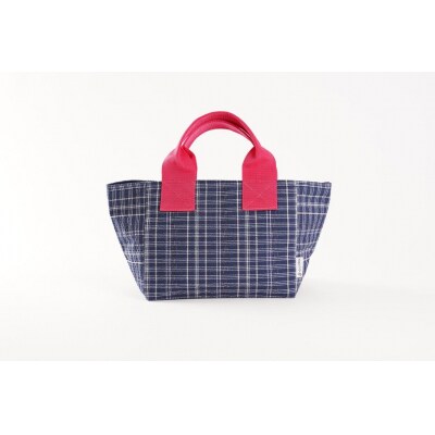 【カラー:マゼンダ×紺格子】カラフル阿波しじら織トート(小)【CV021VC01】