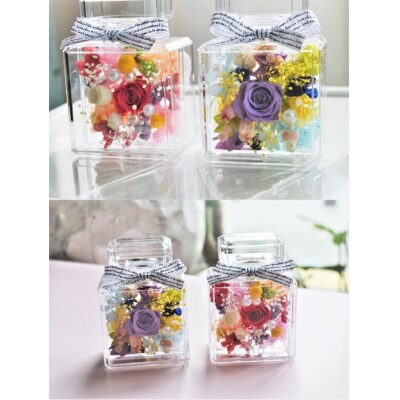 【パープル】プリザーブドフラワー　香水瓶 高さ約10cm