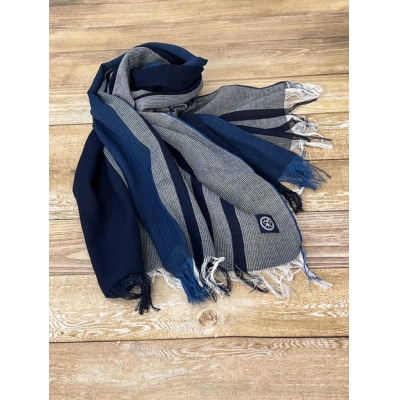 徳島市産 正藍先絲染 和田縞ストール 【濃藍縞】【HZ001VC03】