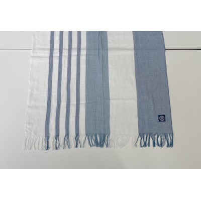 徳島市産 正藍先絲染 和田縞ストール 【明藍縞】【HZ001VC04】