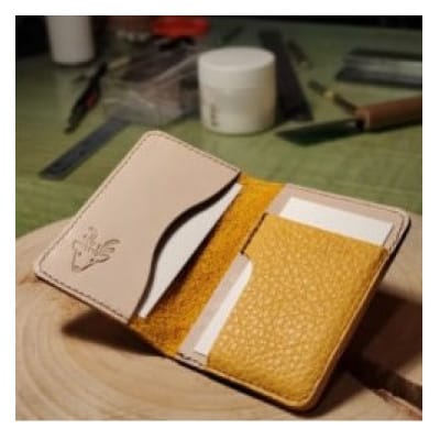 ケモノのカードケース(2つ折り名刺入れ)(シカ革)　シカブラウン