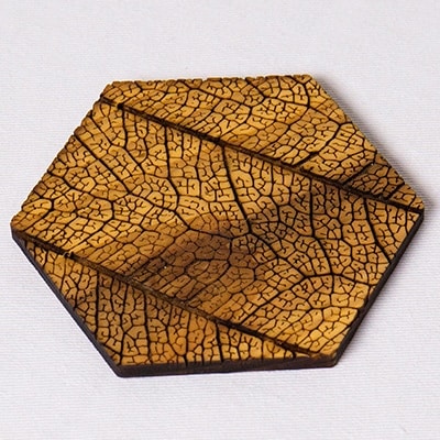 木製コースター6枚セット-LEAF,WAVE,STONE