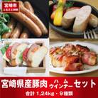 宮崎県産豚肉ハム・ウインナーセット(合計9種1.24kg)