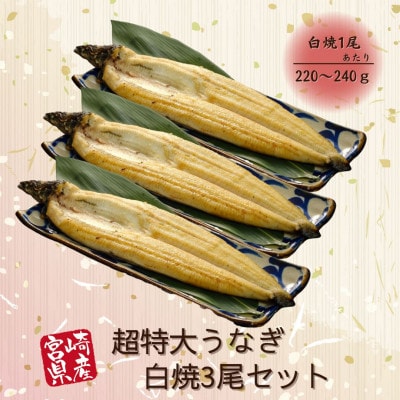 宮崎県産うなぎ白焼3尾セット(1尾/220～240g)