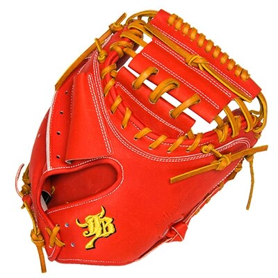 宮崎和牛革使用　和牛JB硬式用ミット捕手用JB-002N(パワーオレンジ)