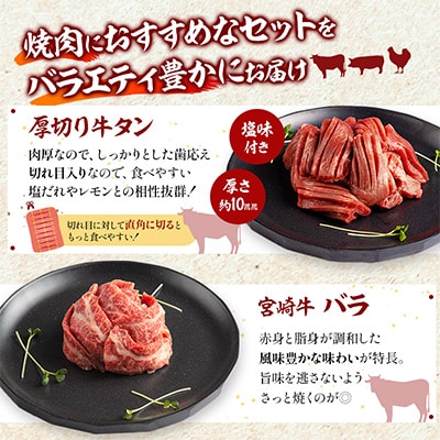 宮崎県産牛豚鶏&牛タンスライス焼肉セット