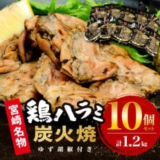 鶏ハラミ炭火焼き10個セット(ゆず胡椒付き)