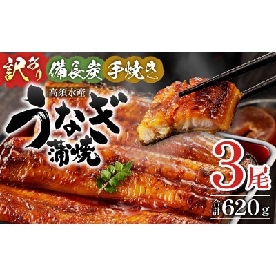 【訳あり】高須水産　備長炭手焼き蒲焼3尾(620g)_M159-005