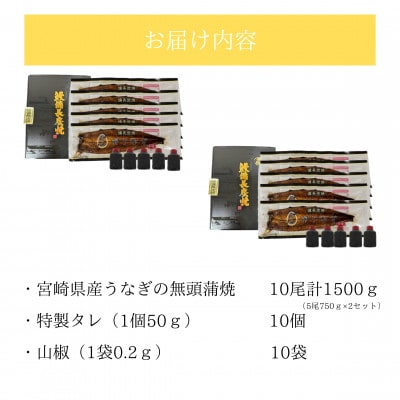 「卵うなぎ」備長炭手焼蒲焼10尾(1500g)