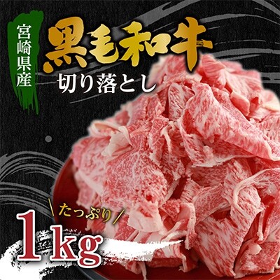 宮崎県産黒毛和牛切り落とし合計1kg(冷凍500g×2パック)