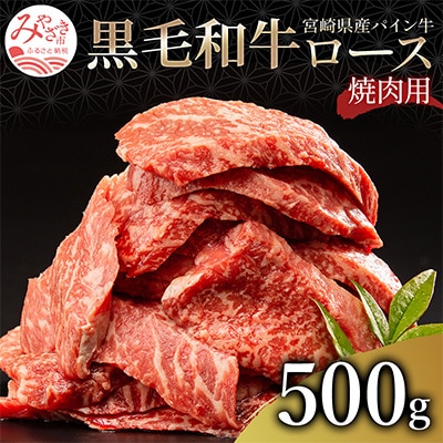 宮崎県産黒毛和牛　パイン牛ロース焼肉用500g