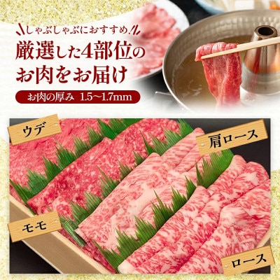 【数量限定】宮崎牛しゃぶしゃぶ食べ比べ4種盛り(ウデ・モモ・肩ロース・ロース)合計800g(宮崎市)