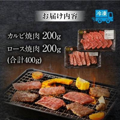 内閣総理大臣賞4連覇 宮崎牛 定番人気カルビ・ロース焼肉セット 合計400g(宮崎市)